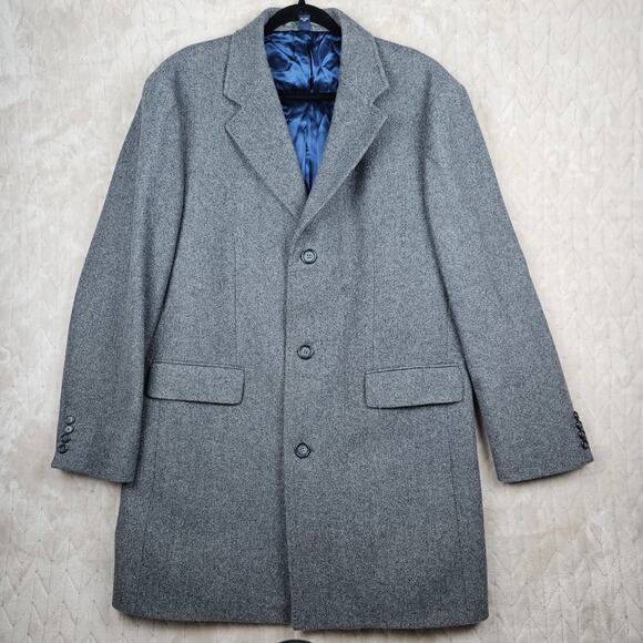 J Crew Topcoat Mens Large Cashmere Wool Blend Classic Gray Preppy Capsule Staple - Picture 1 of 10